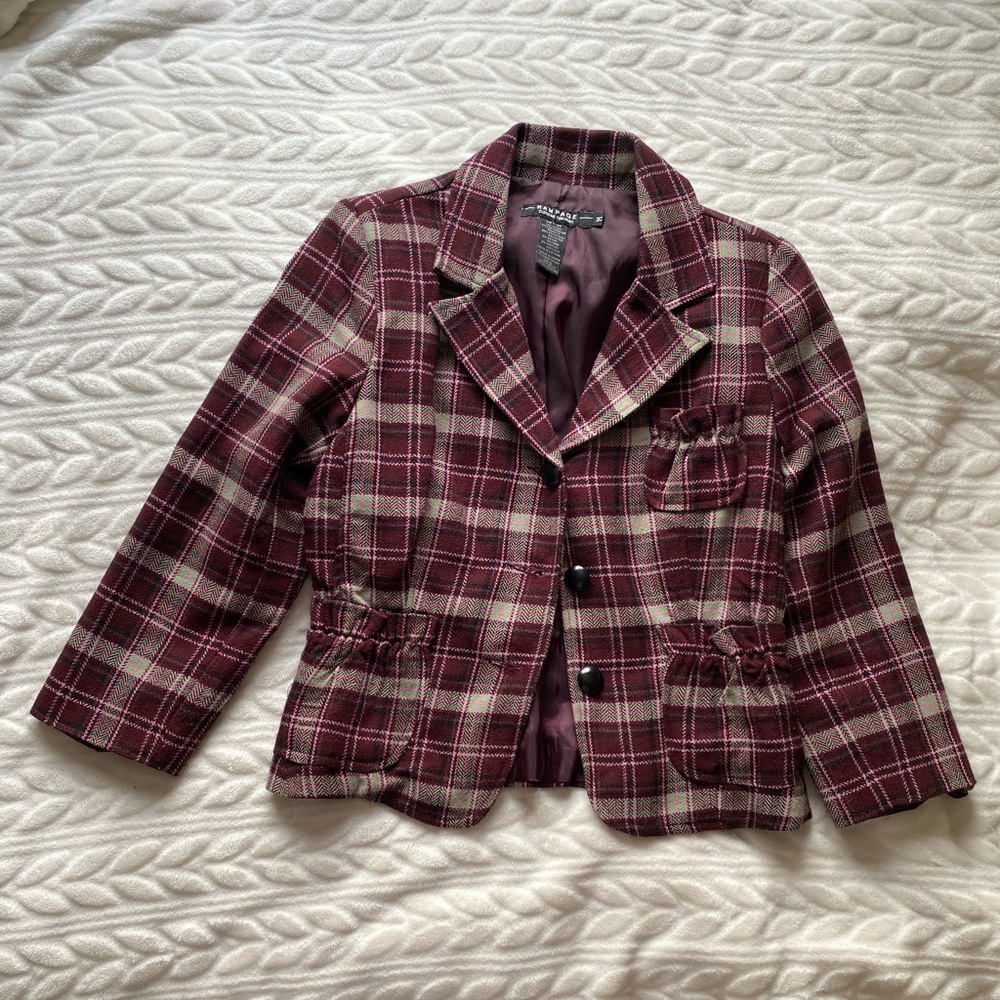 Rampage plaid cropped jacket